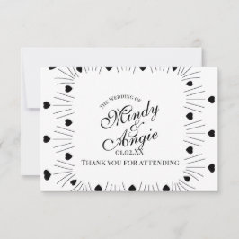 Doodle Hearts Frame Script Wedding サンキューカード