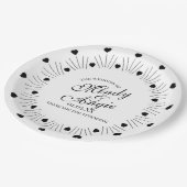 Doodle Hearts Frame Script Wedding ペーパープレート (アングル)