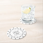 Doodle Hearts Frame Script Wedding ラウンドペーパーコースター (インサイチュ)