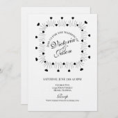 Doodle Hearts Frame Script Wedding 招待状 (正面/裏面)