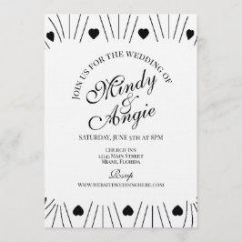 Doodle Hearts Frame Script Wedding 招待状