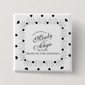 Doodle Hearts Frame Script Wedding 缶バッジ (正面)