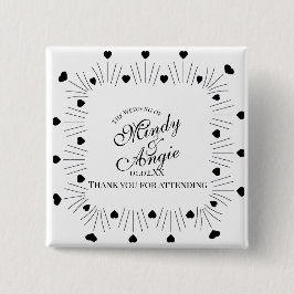 Doodle Hearts Frame Script Wedding 缶バッジ