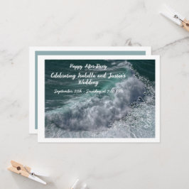 Doodle hearts, ocean photo, and love 招待状