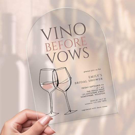 Doodle Illustration Vino Before Vows Bridal Shower アクリル招待状