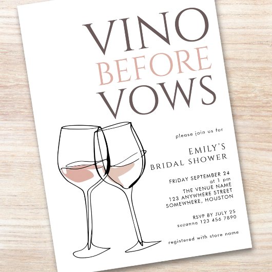 Doodle Illustration Vino Before Vows Bridal Shower 招待状