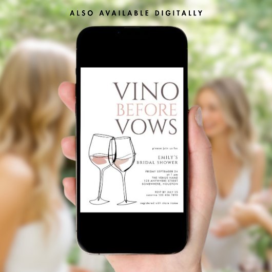 Doodle Illustration Vino Before Vows Bridal Shower 招待状