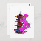 Doodle japonés: La belleza serena de una pagoda  ポストカード (正面/裏面)