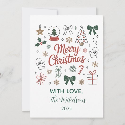 Doodle Line Art Christmas シーズンカード (正面)