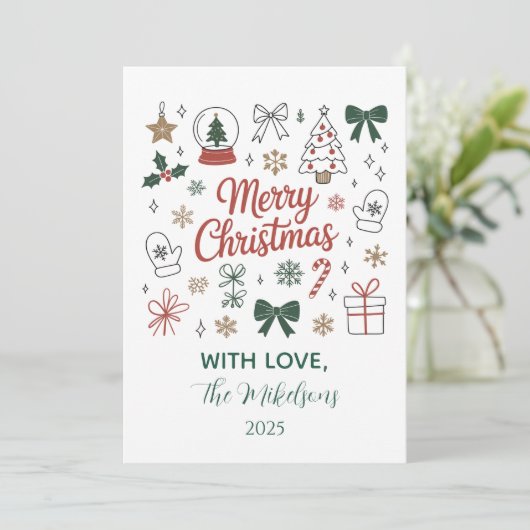 Doodle Line Art Christmas シーズンカード (スタンド正面)