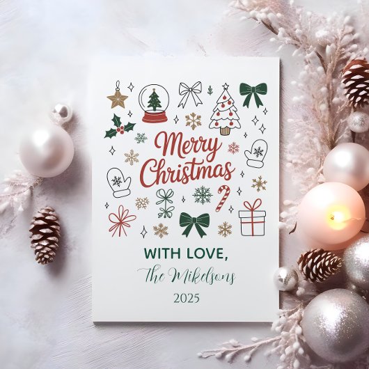 Doodle Line Art Christmas 招待状