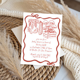 doodle Locally Grown Farmer's Market Baby Shower 招待状