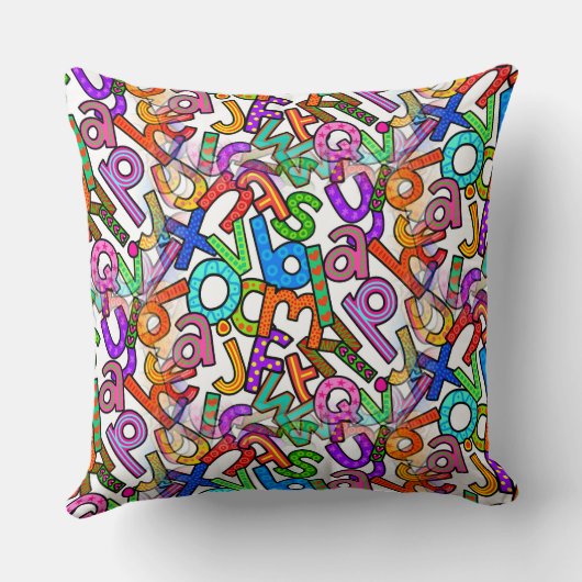 Doodle Lowercase Alphabet Pattern クッション (裏面)