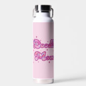Doodle Mom Pink Hearts Personalized Name ウォーターボトル (正面)