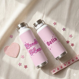 Doodle Mom Pink Hearts Personalized Name ウォーターボトル