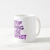 Doodle motivacional: Deja de intentar ser perfecto コーヒーマグカップ (正面右)