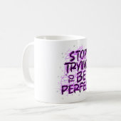 Doodle motivacional: Deja de intentar ser perfecto コーヒーマグカップ (正面左)