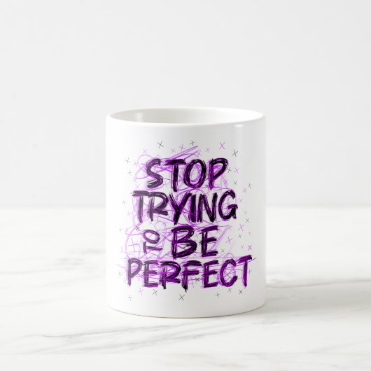 Doodle motivacional: Deja de intentar ser perfecto コーヒーマグカップ (中央)