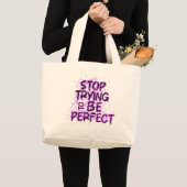 Doodle motivacional: Deja de intentar ser perfecto ラージトートバッグ (正面(商品))