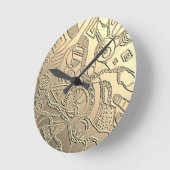 Doodle-Muster mit Reliefstruktur ラウンド壁時計 (傾斜)