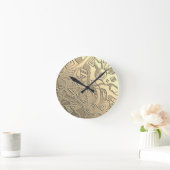 Doodle-Muster mit Reliefstruktur ラウンド壁時計 (ホーム)