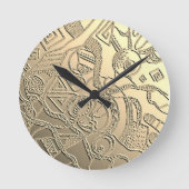 Doodle-Muster mit Reliefstruktur ラウンド壁時計 (正面)
