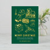 Doodle Non-Photo Green Christmas 箔シーズンカード (立ち正面)