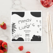 Doodle Organic Shapes Script Wedding スタンダードランチョンナプキン (インサイチュ)