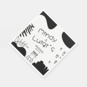 Doodle Organic Shapes Script Wedding スタンダードランチョンナプキン (角)