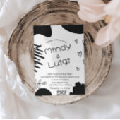 Doodle Organic Shapes Script Wedding 招待状