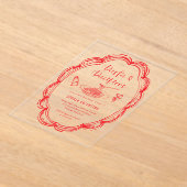 Doodle Pasta and Pacifiers Baby Shower  アクリル招待状 (レイダウン)