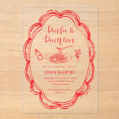 Doodle Pasta and Pacifiers Baby Shower  アクリル招待状 (正面)