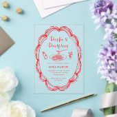 Doodle Pasta and Pacifiers Baby Shower  アクリル招待状 (インサイチュ (ウェディング))