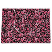 Doodle Pattern in Pink.01.wブラックBG ラージペーパーバッグ (正面)