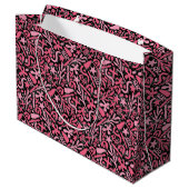 Doodle Pattern in Pink.01.wブラックBG ラージペーパーバッグ (裏面アングル)