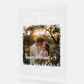 Doodle Photo Frame Engagement Party Welcome アクリルサイン (傾斜)