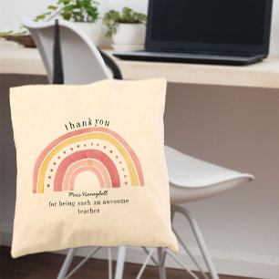 Doodle Pink Rainbow Cute Teacher Thank You Gift トートバッグ