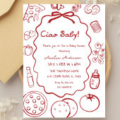 doodle Pizza Italian Ciao Baby Shower Invitation 招待状