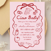 doodle Pizza Italian Ciao Baby Shower Invitation 招待状