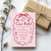 doodle Pizza Italian Ciao Baby Shower Invitation 招待状