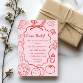 doodle Pizza Italian Ciao Baby Shower Invitation 招待状