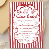 doodle Pizza Italian Ciao Baby Shower Invitation 招待状