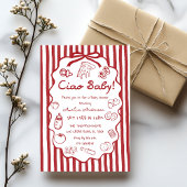 doodle Pizza Italian Ciao Baby Shower Invitation 招待状