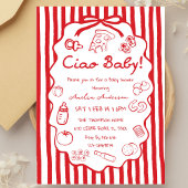 doodle Pizza Italian Ciao Baby Shower Invitation 招待状