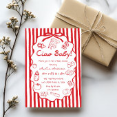 doodle Pizza Italian Ciao Baby Shower Invitation 招待状