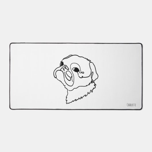 Doodle Pug Joy:カスタマイズあなたの言葉で デスクマット (正面)