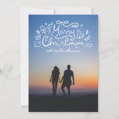 Doodle Ribbon Merry Christmas Festive Photo シーズンカード (正面)