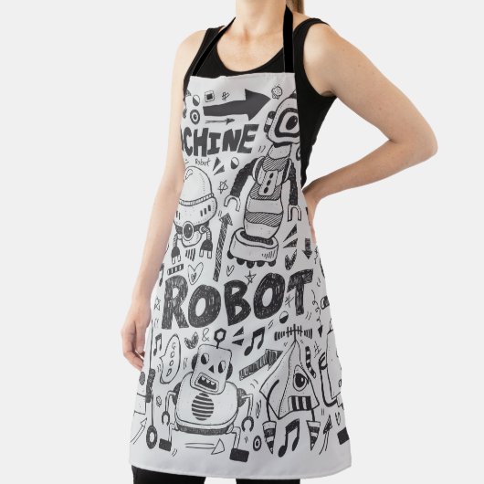 doodle robot element, illustrator line tools drawi エプロン (インサイチュ)