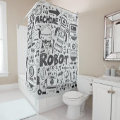 doodle robot element, illustrator line tools drawi シャワーカーテン (インサイチュ)
