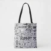 doodle robot element, illustrator line tools drawi トートバッグ (正面)